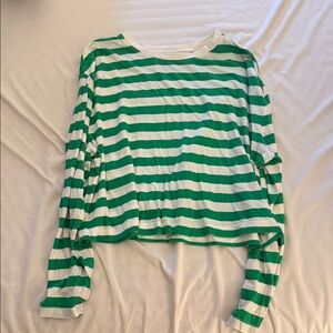 A New Day Green and White Striped Women's Top